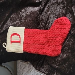 St. Nicholas Square LargeRed Knit Monogram Stocking Letter "D"